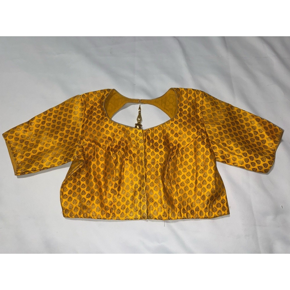 Indian Chanderi Silk blouse Ready made Saree‎ Stitched Sari Choli/Top